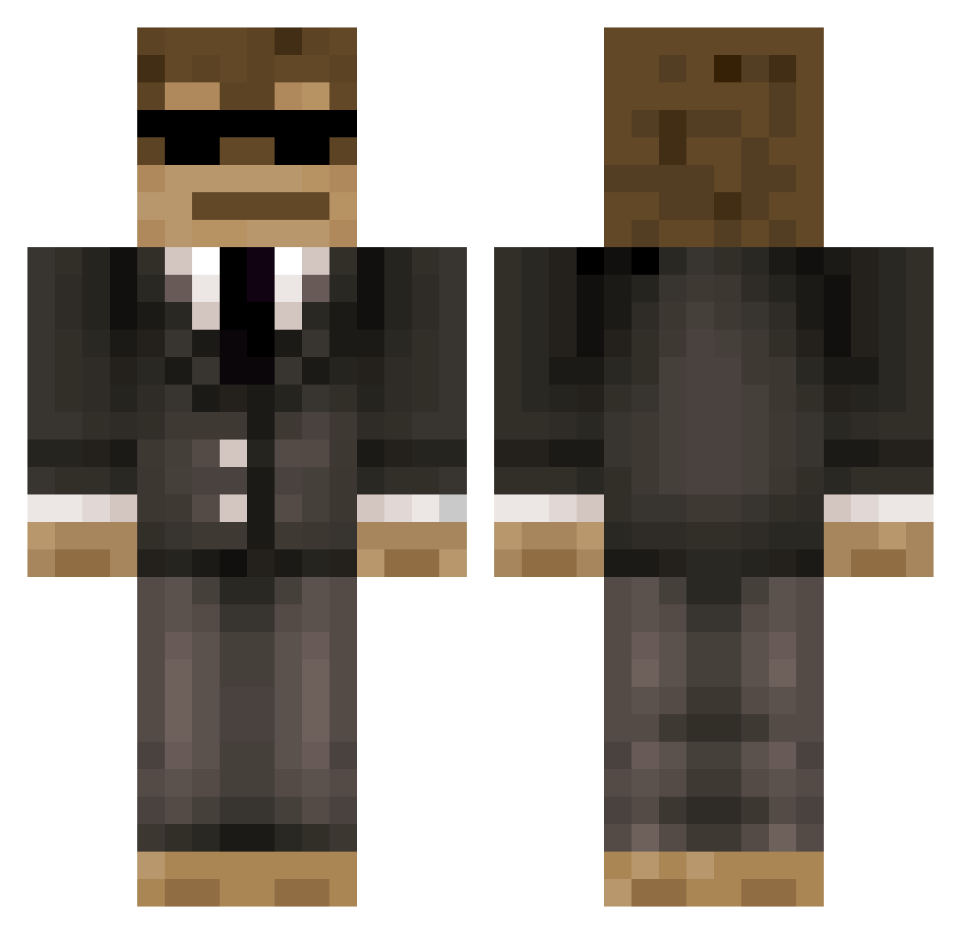 tonymode Minecraft skin, front and back view