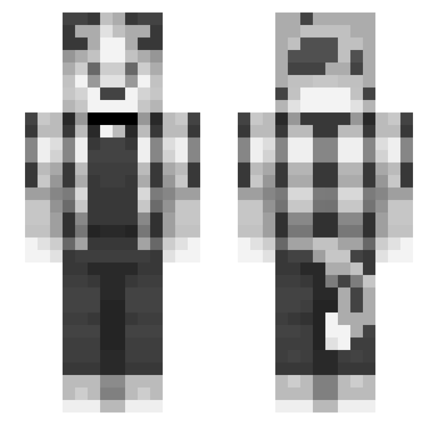 TildaArk Minecraft skin, front and back view