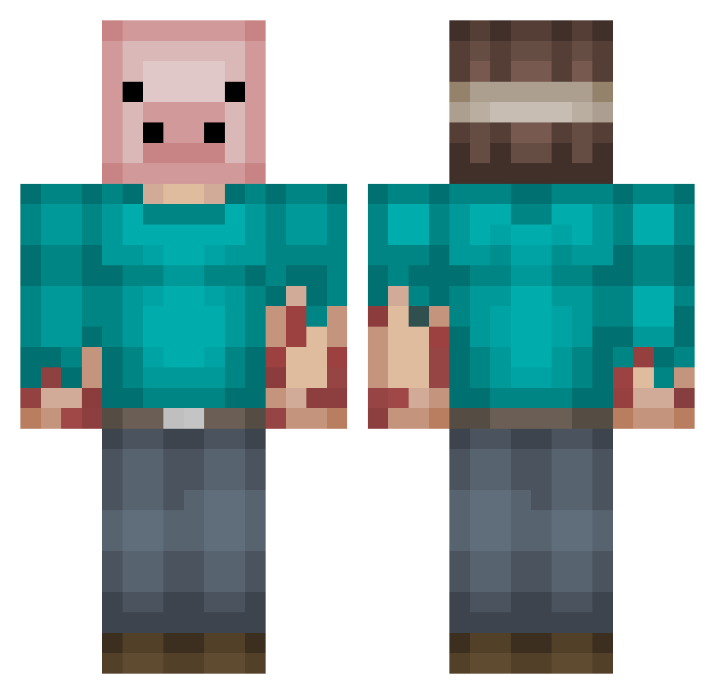 FateTality Minecraft skin, front and back view