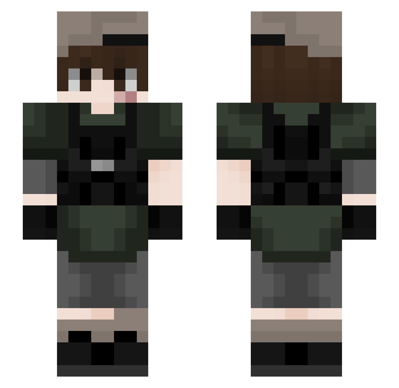 Sque3ks Minecraft skin, front and back view