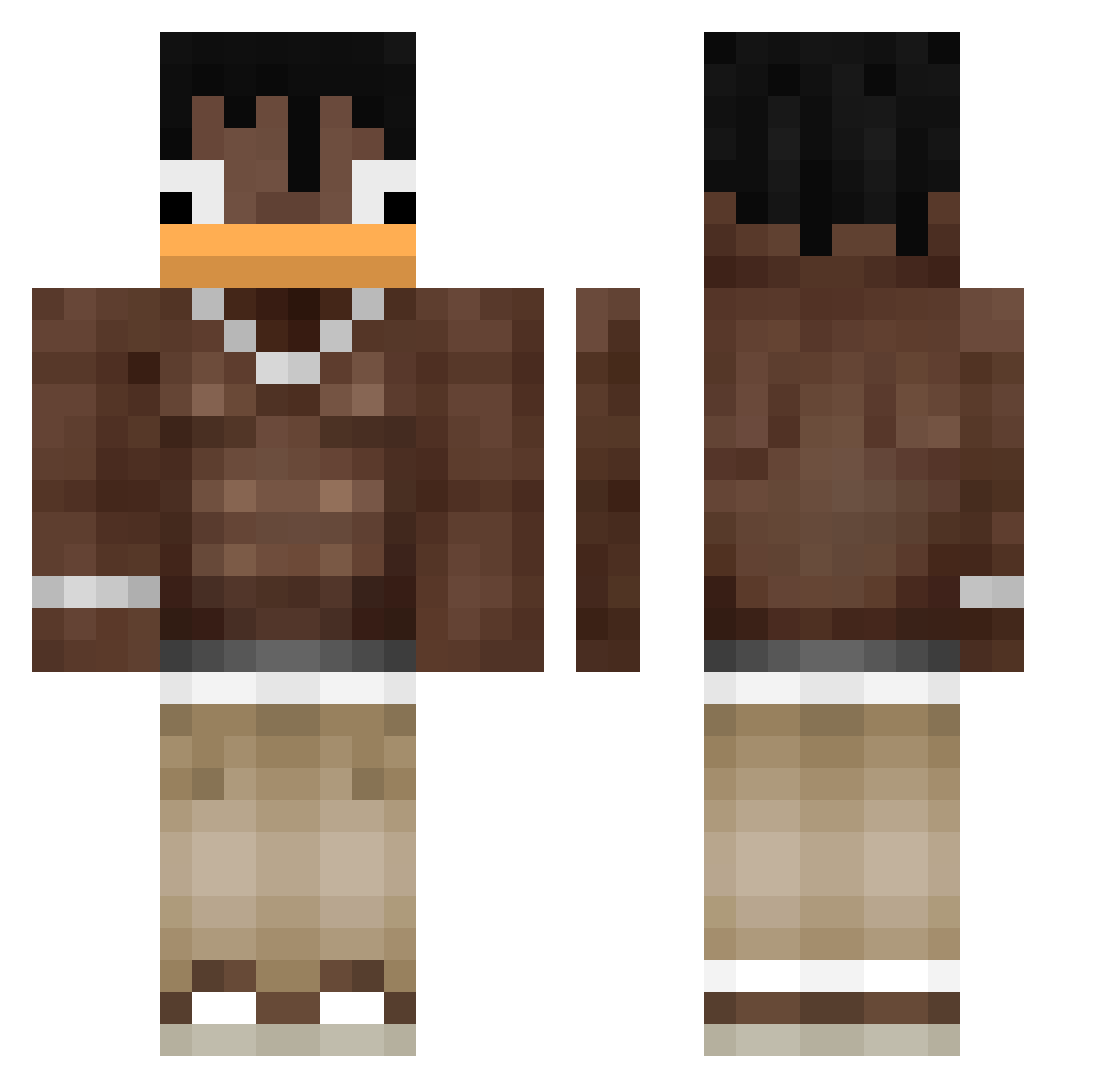 Pixiouss Minecraft skin, front and back view