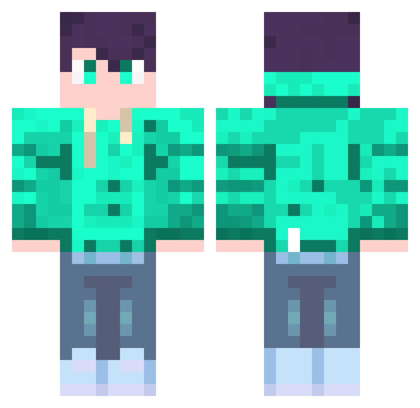 PugingP Minecraft skin, front and back view