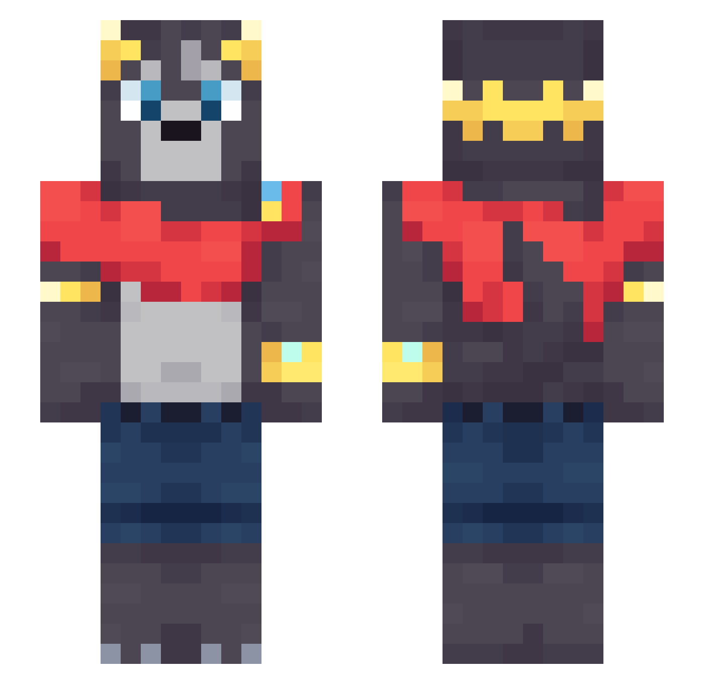 rxxn76 Minecraft skin, front and back view