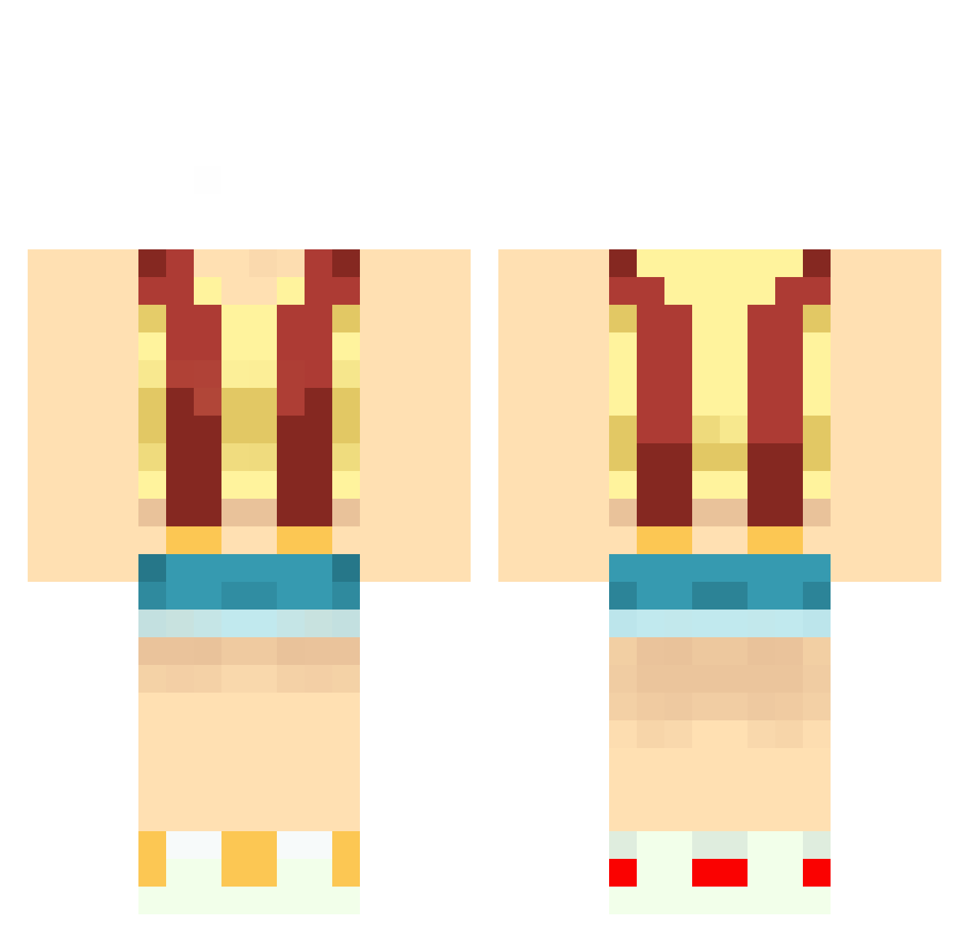Amber Minecraft skin, front and back view