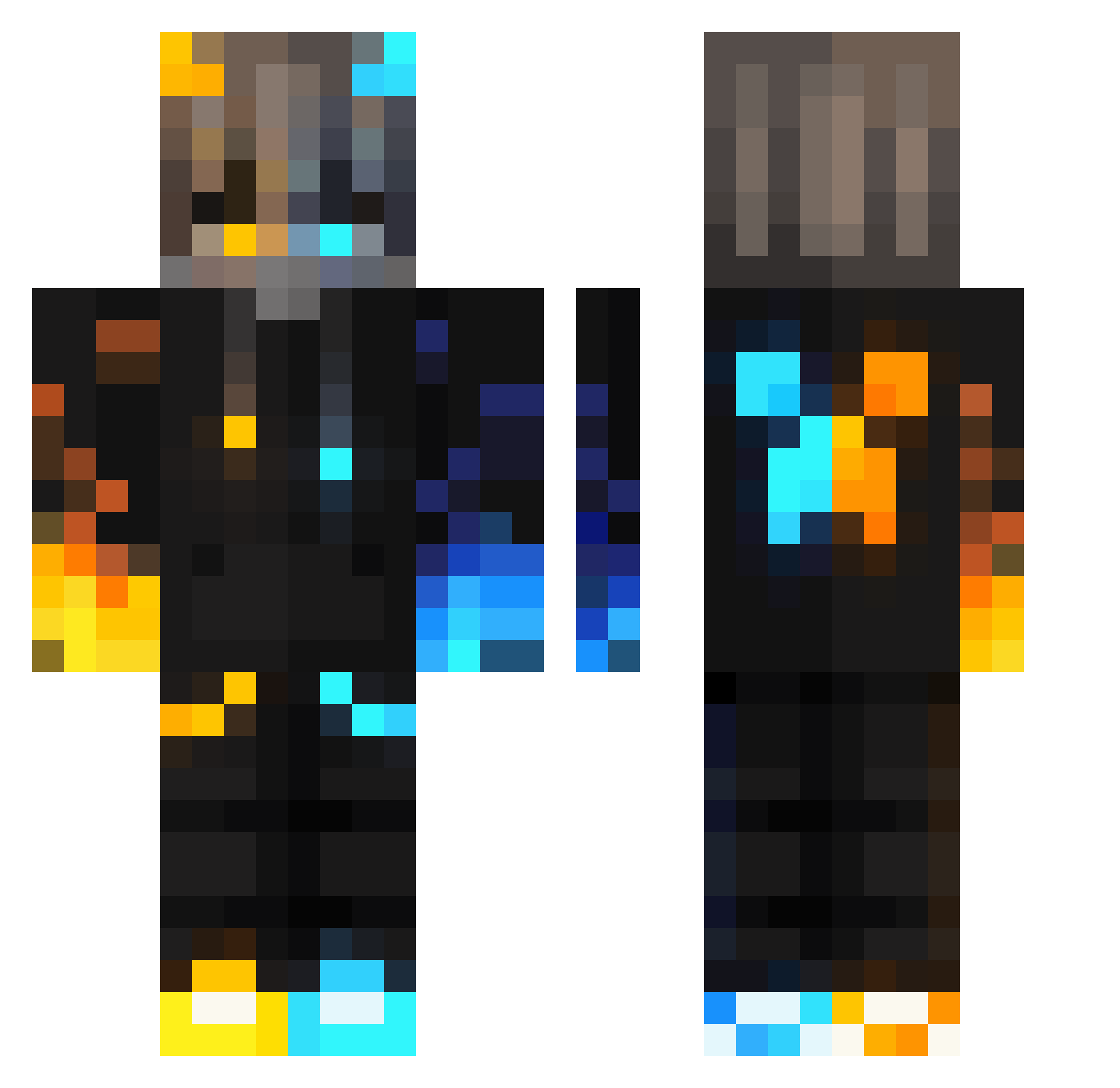 Beastmanx Minecraft skin, front and back view