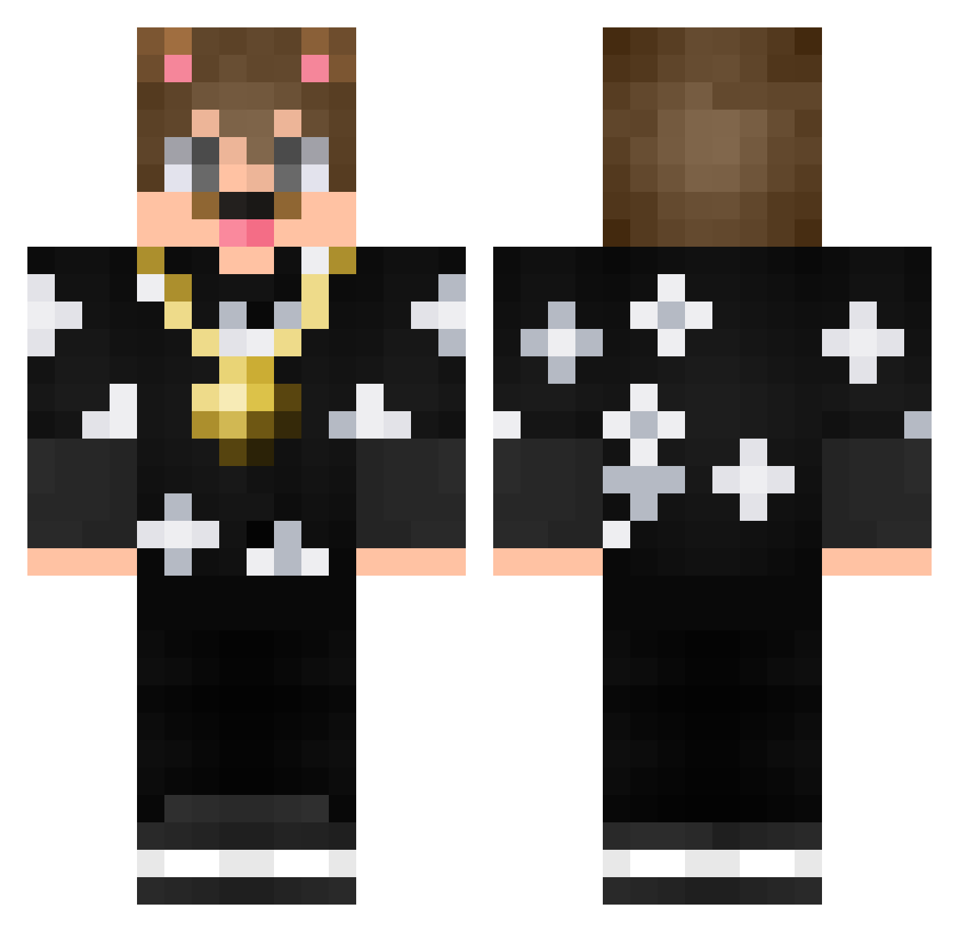 Arcanoowx Minecraft skin, front and back view