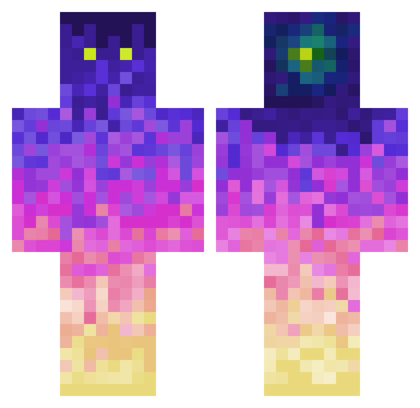 saouron Minecraft skin, front and back view