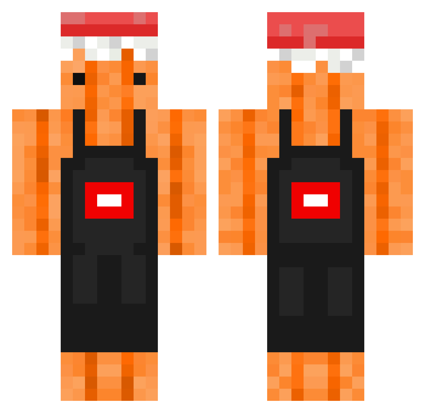 Pumpkwins Minecraft skin, front and back view
