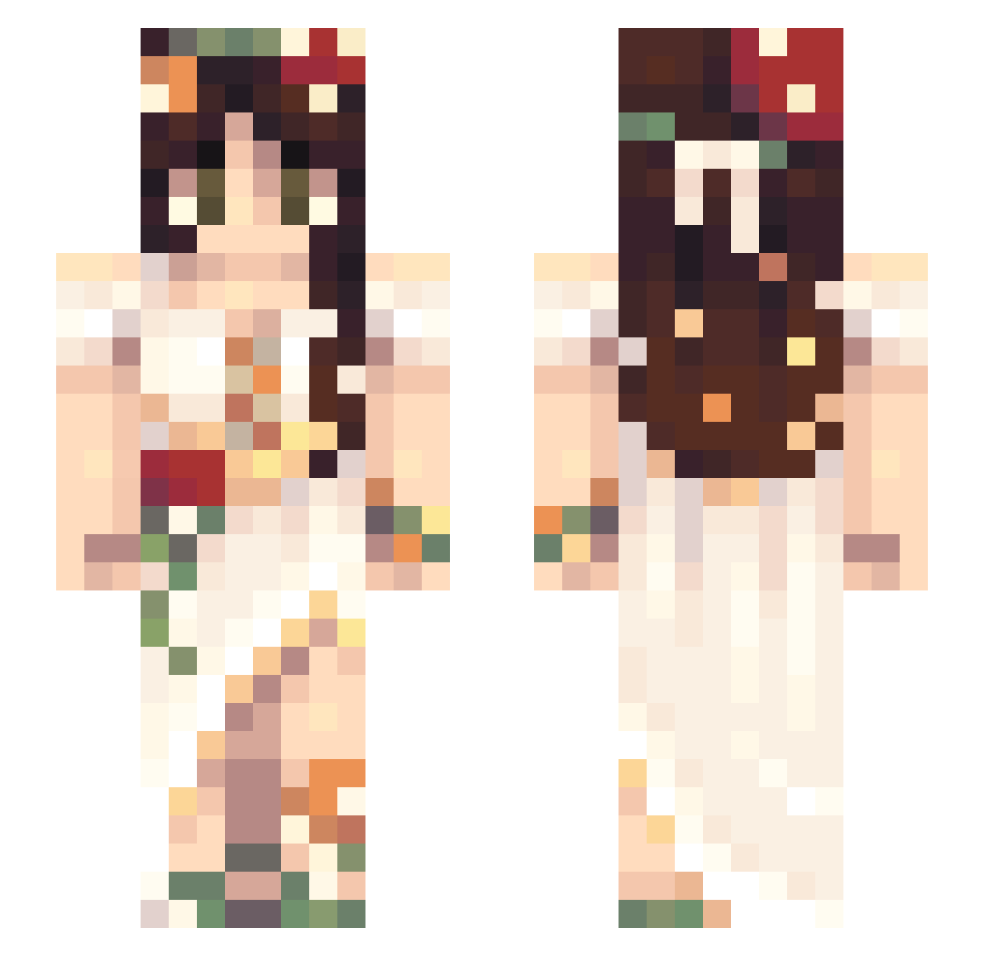 AmberRichele Minecraft skin, front and back view