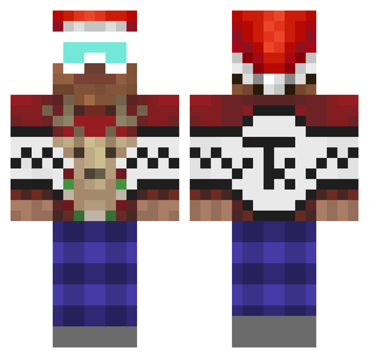 sneXq Minecraft skin, front and back view