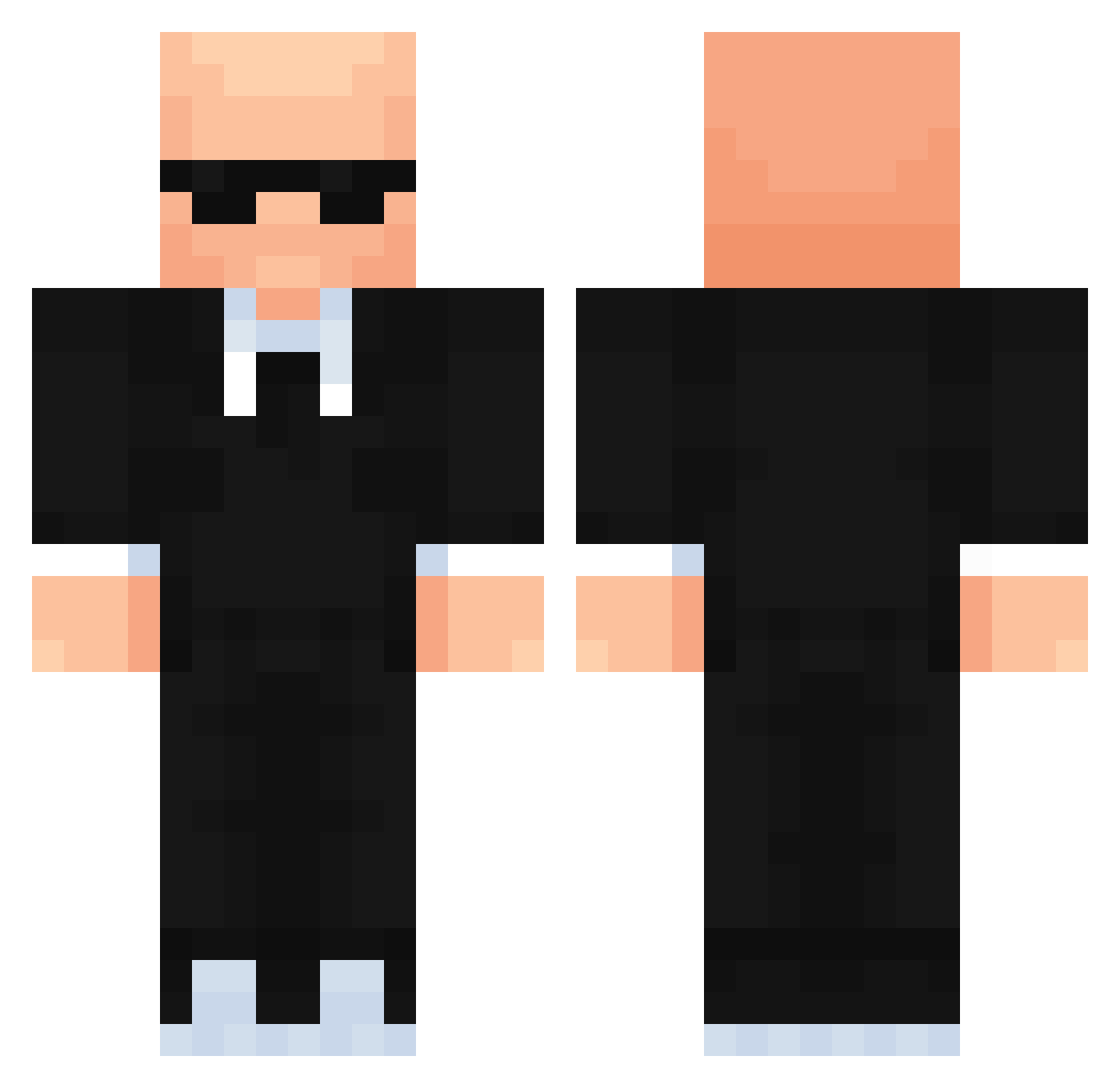 SkibidiMaltish Minecraft skin, front and back view