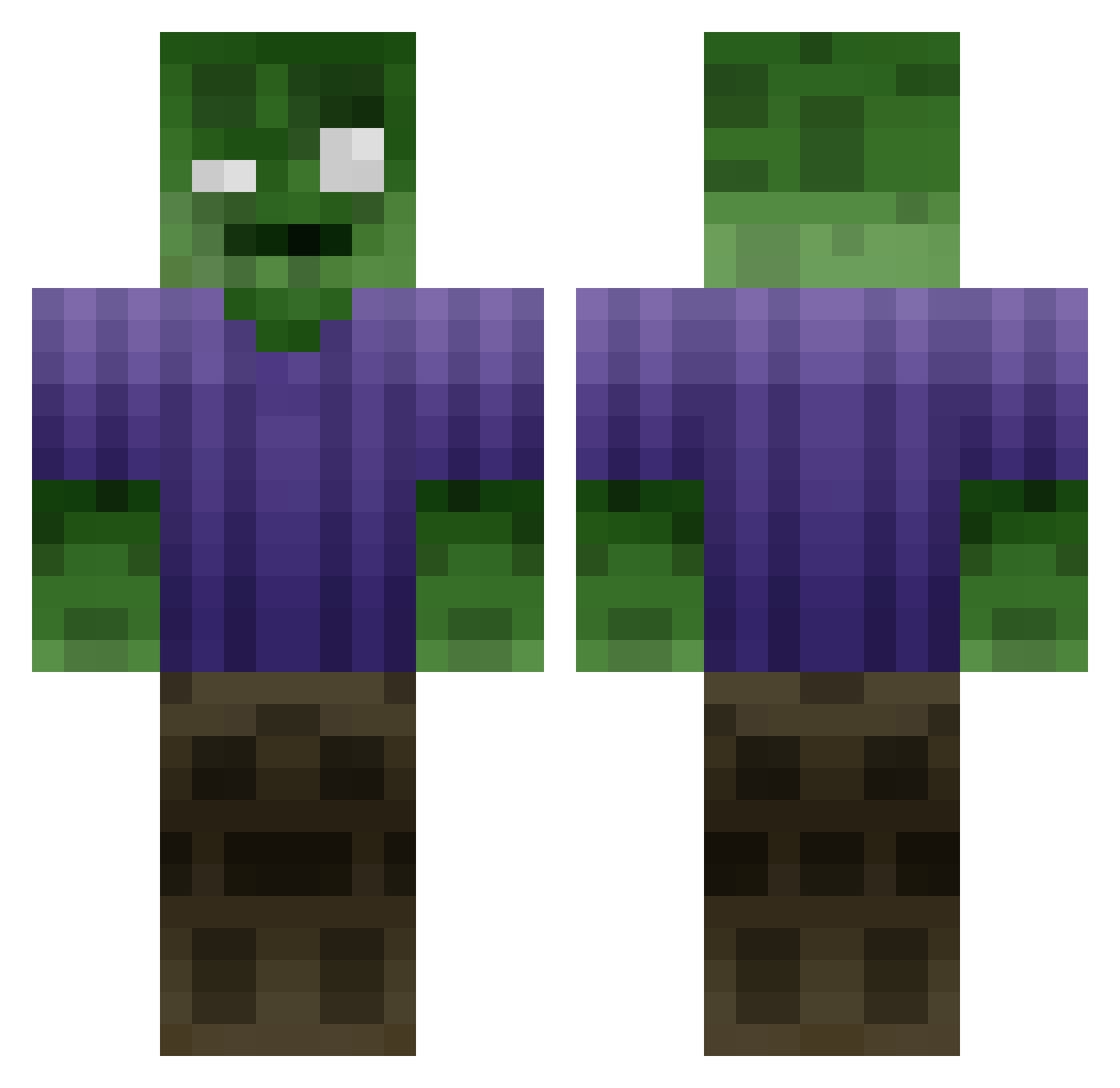Toccata Minecraft skin, front and back view