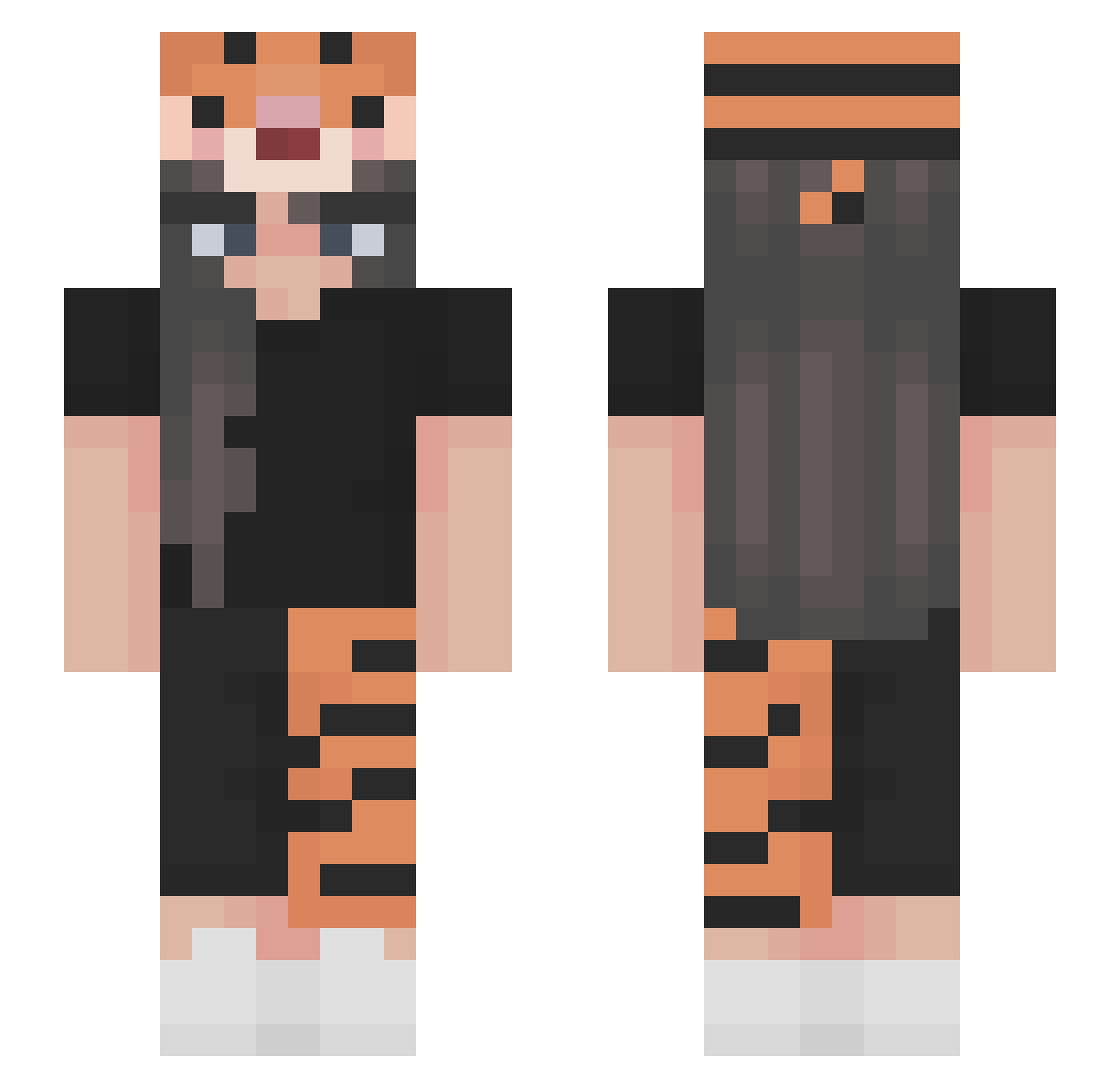 Unchampipe Minecraft skin, front and back view