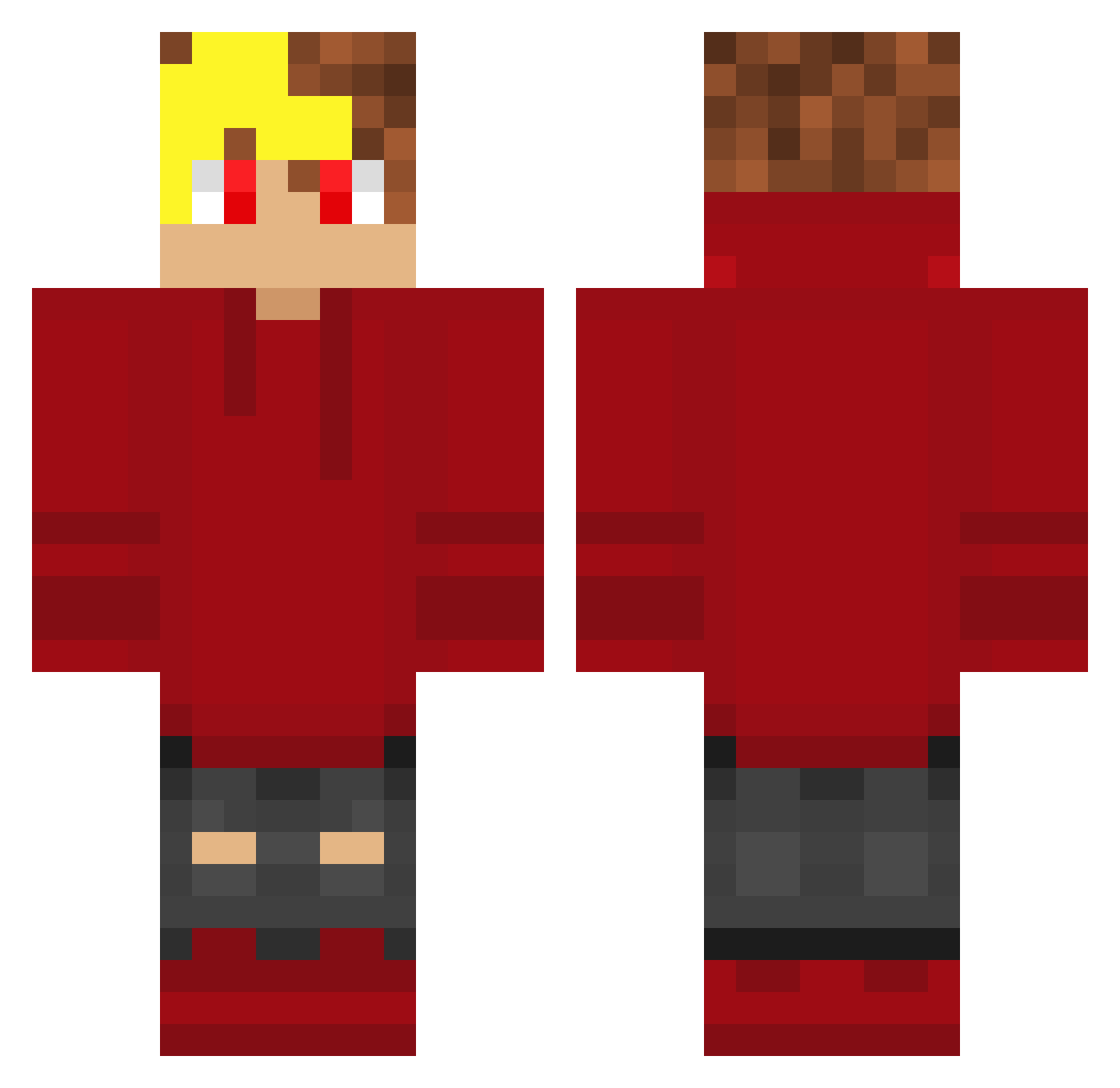 QPiee Minecraft skin, front and back view