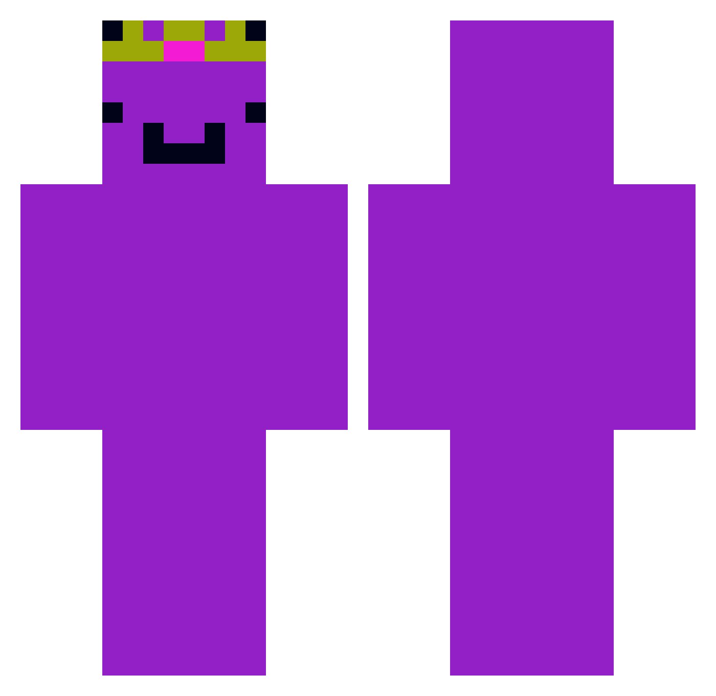 Purpleman757 Minecraft skin, front and back view