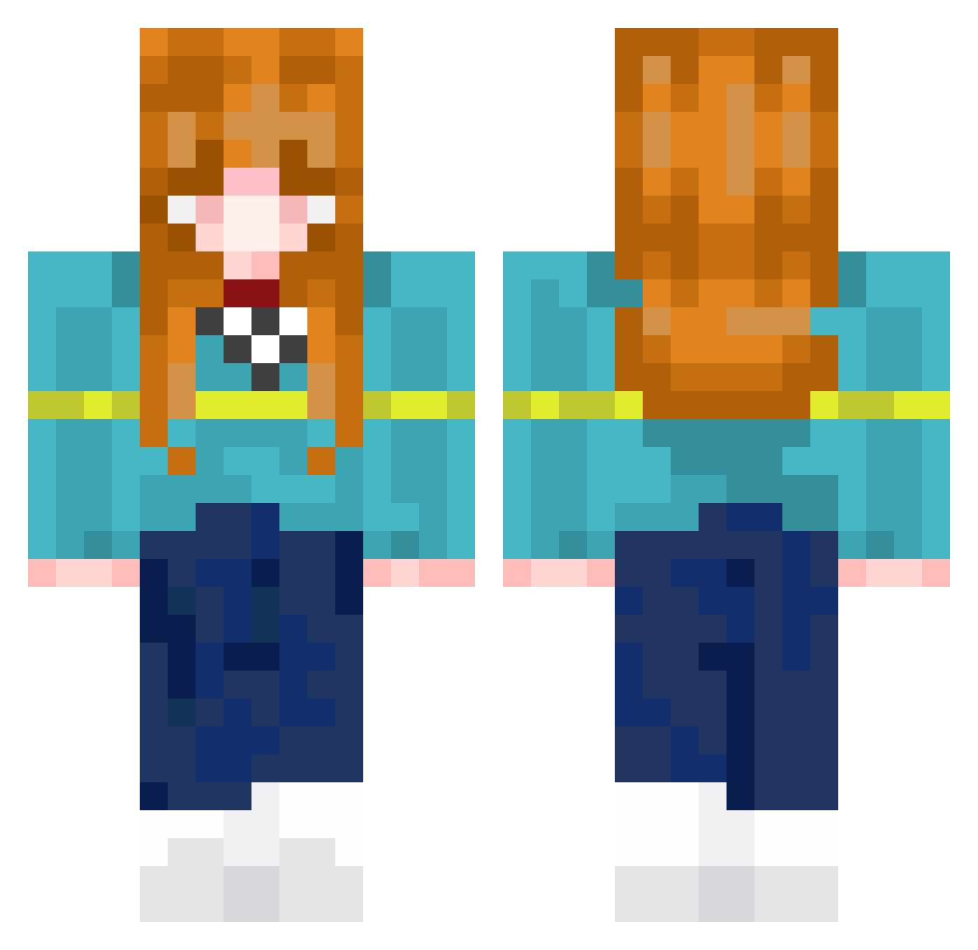 yepix Minecraft skin, front and back view