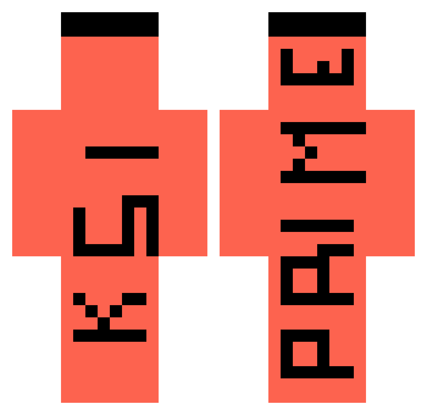 Shorter Minecraft skin, front and back view