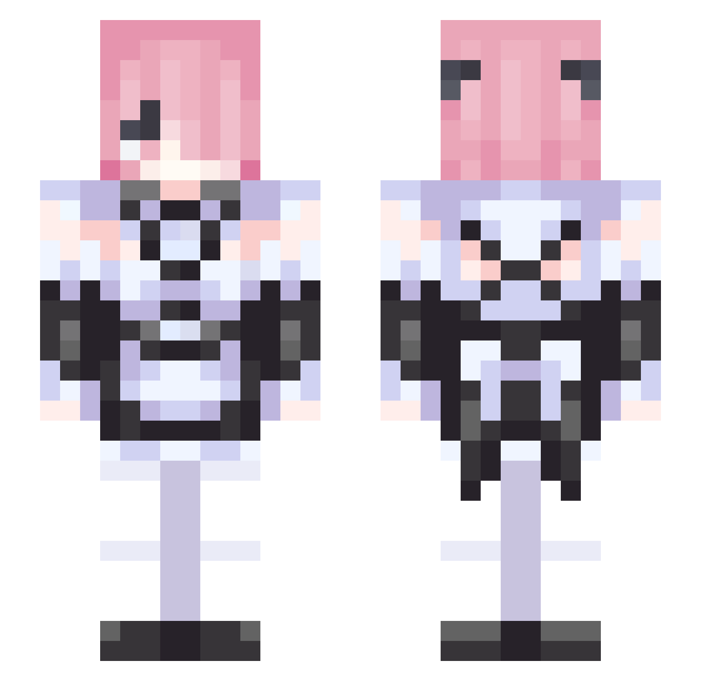 Fronting Minecraft skin, front and back view