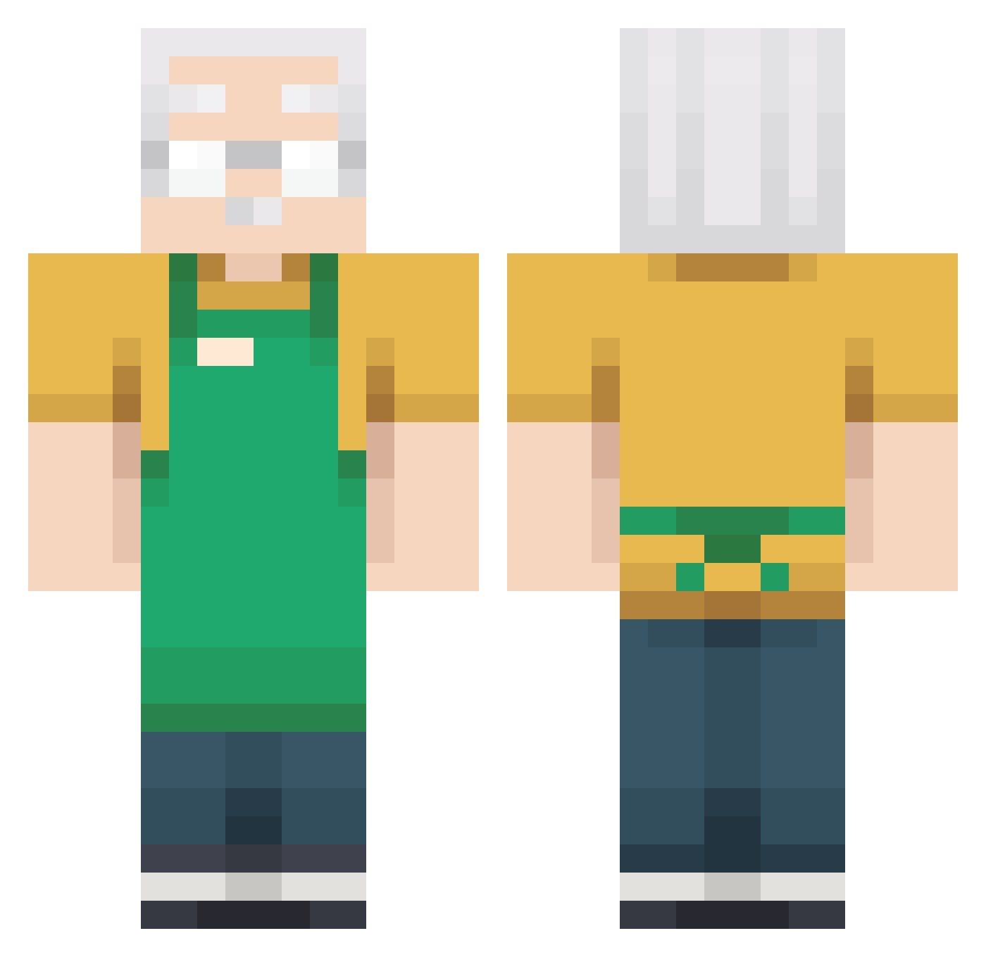 SmallBelly Minecraft skin, front and back view