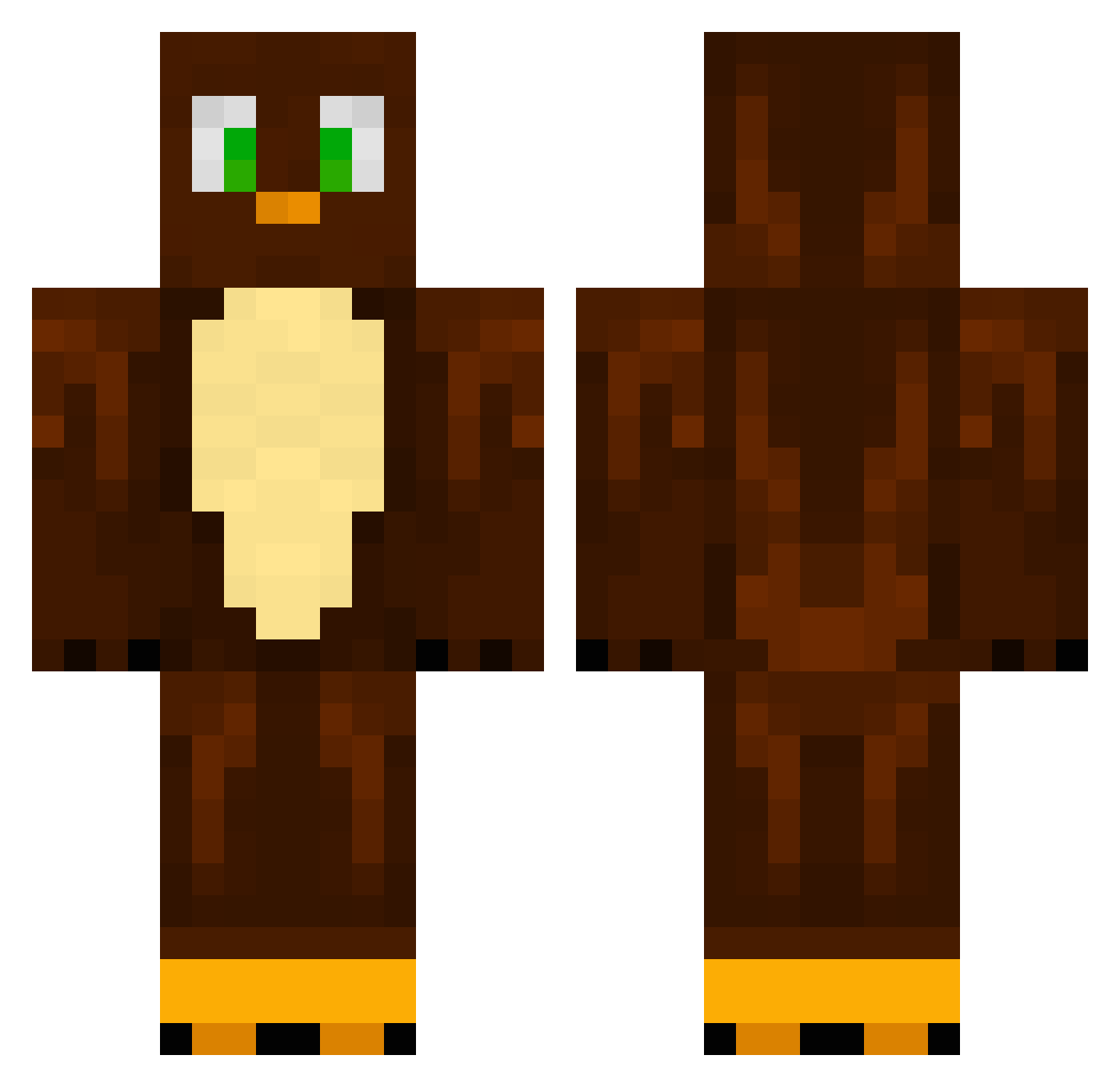 Betonbanane Minecraft skin, front and back view