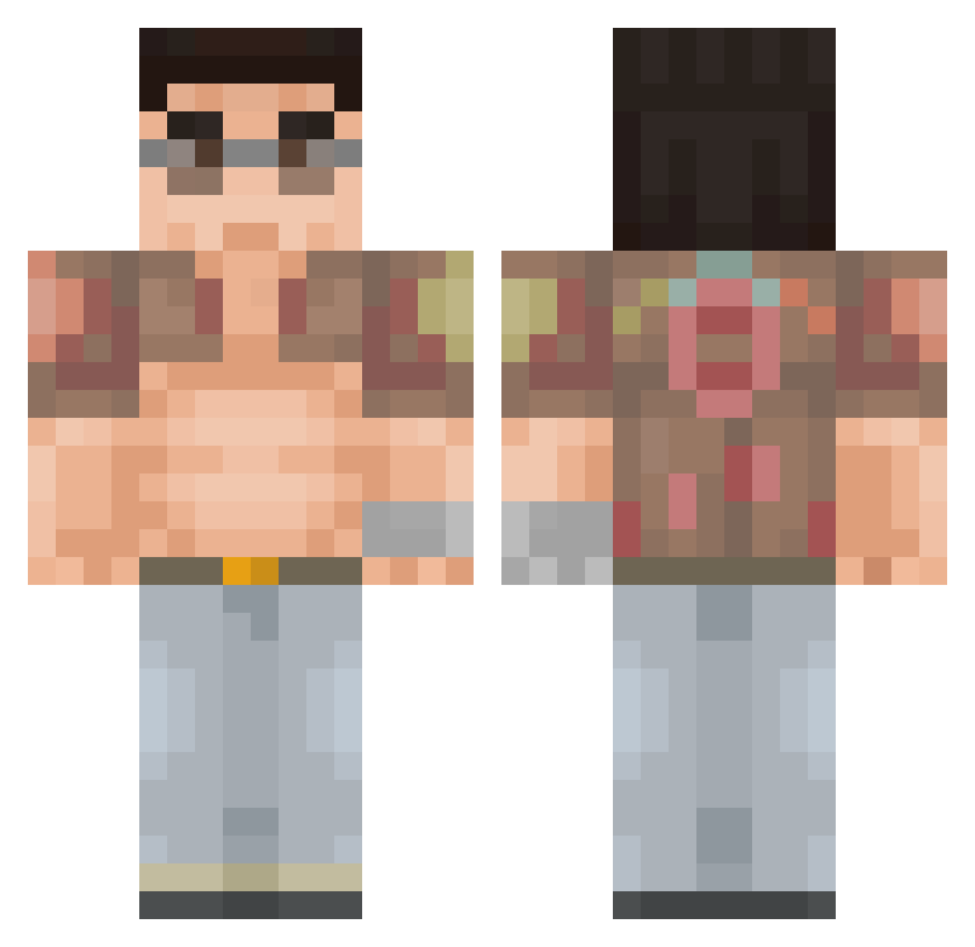 OMEGA_CHAD Minecraft skin, front and back view