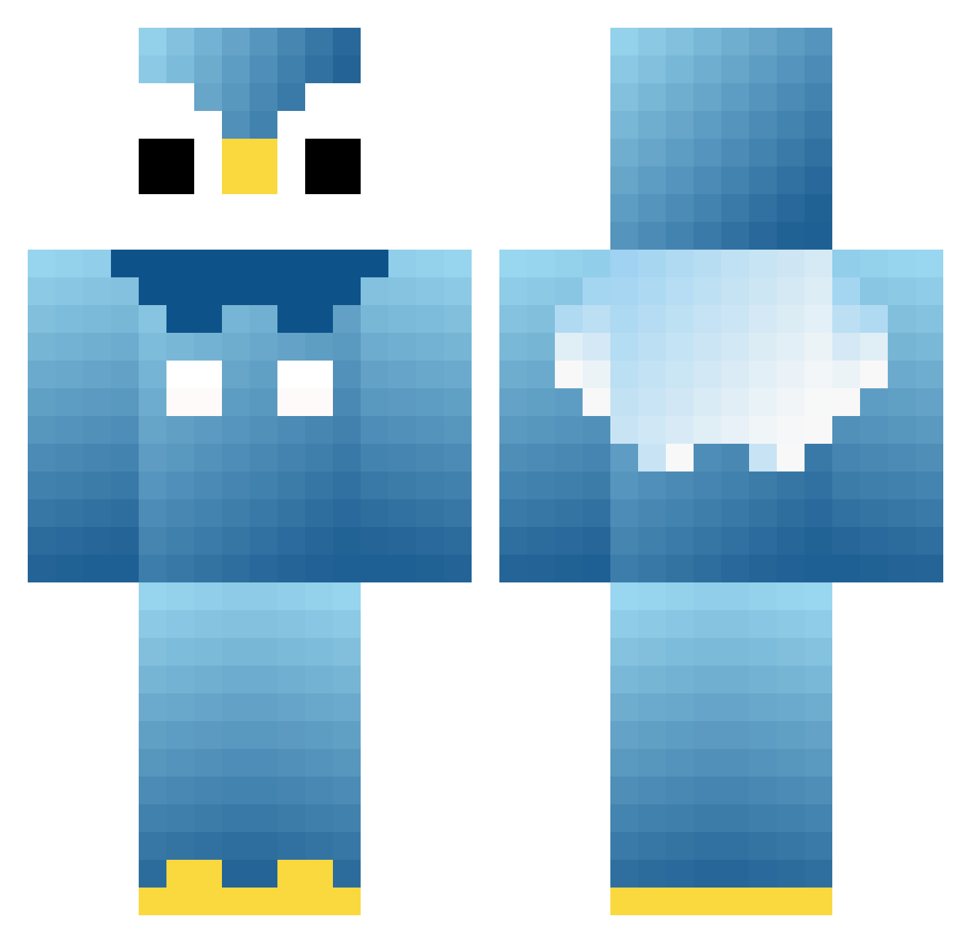 noskills_butter Minecraft skin, front and back view