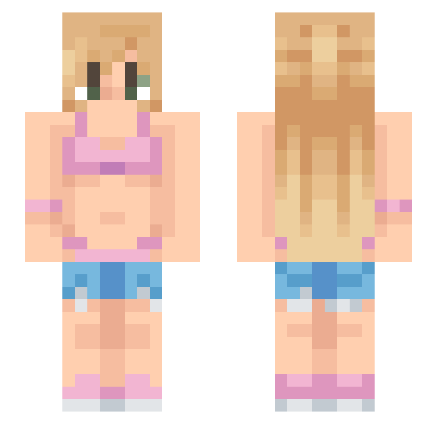 saucegirl Minecraft skin, front and back view