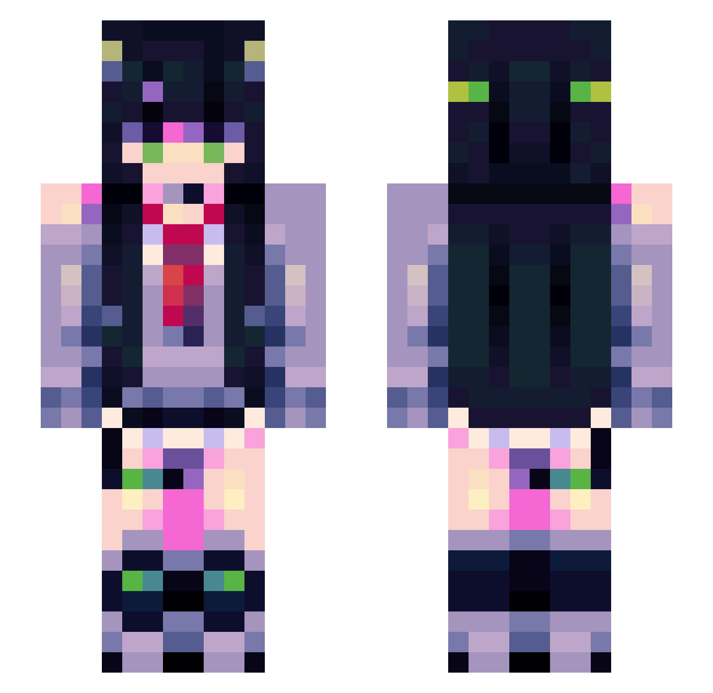 Zxcae Minecraft skin, front and back view