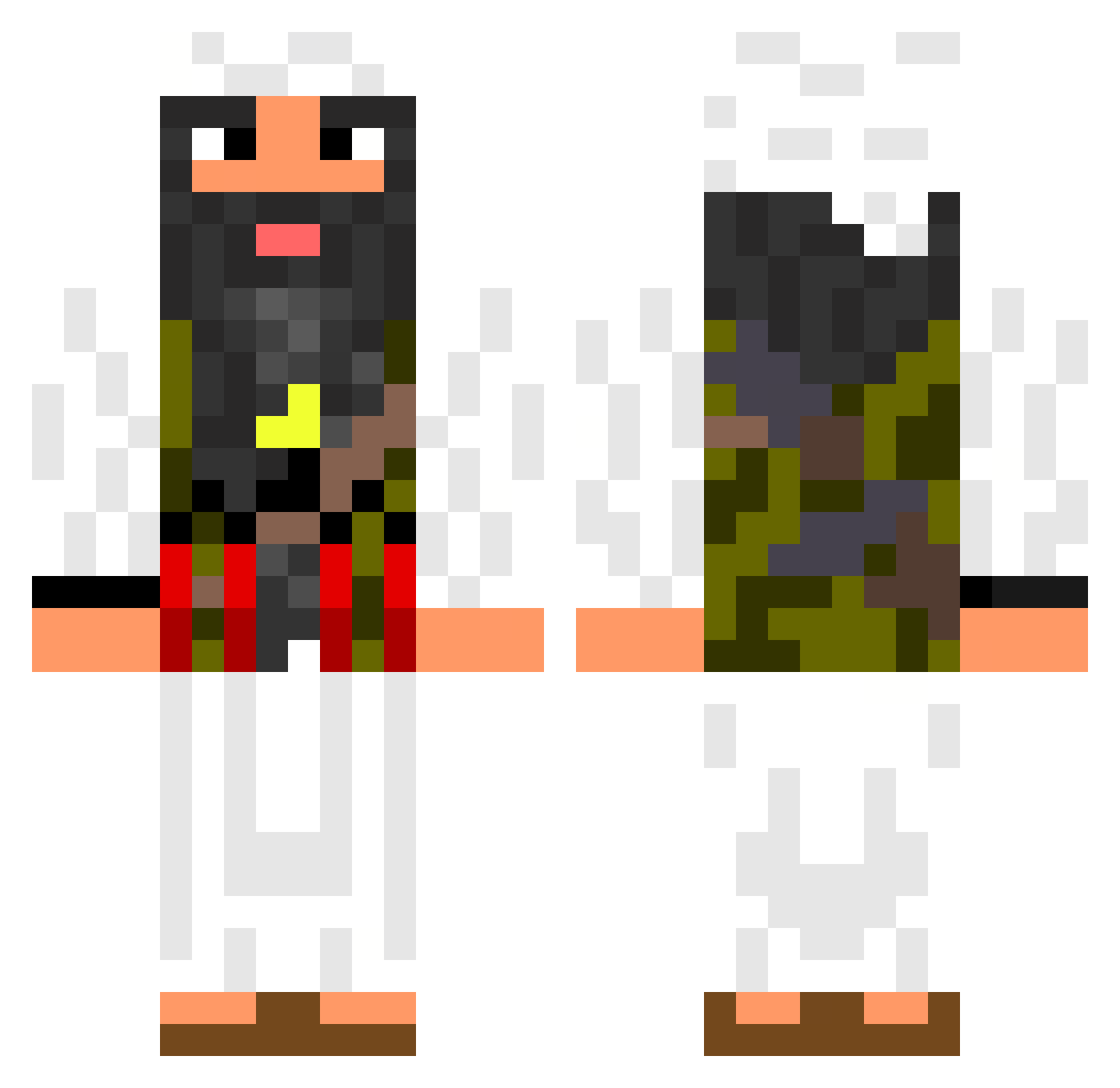 peeknik Minecraft skin, front and back view