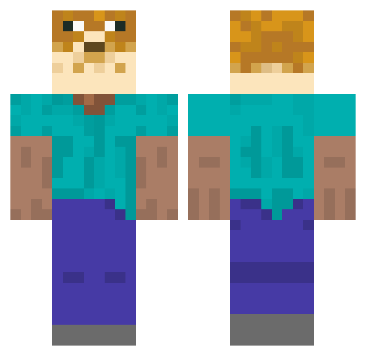 puffersteve64 Minecraft skin, front and back view