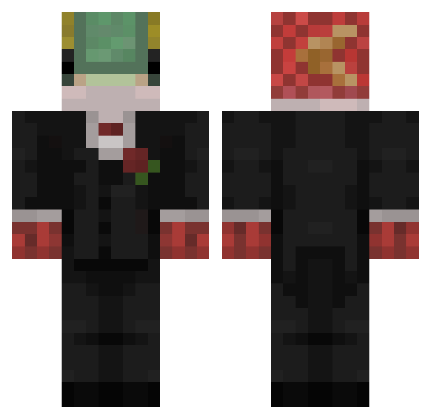 SuitedSalmon Minecraft skin, front and back view