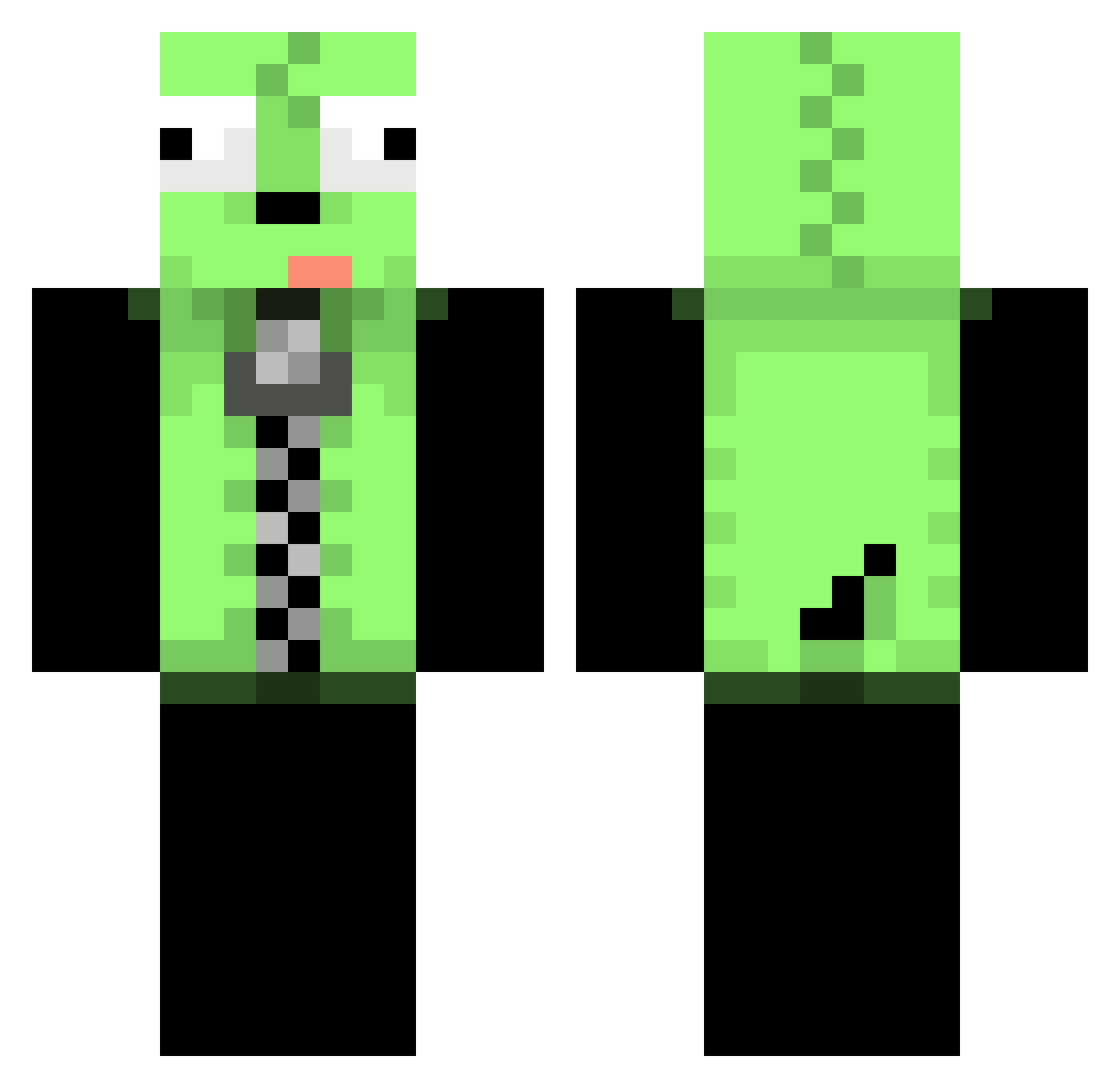 VideoGP Minecraft skin, front and back view