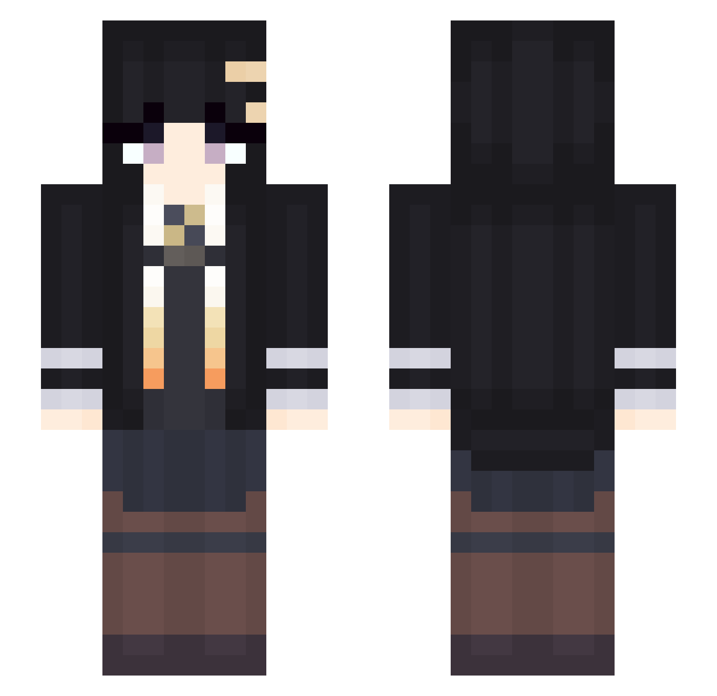 Yuzuuuuu Minecraft skin, front and back view