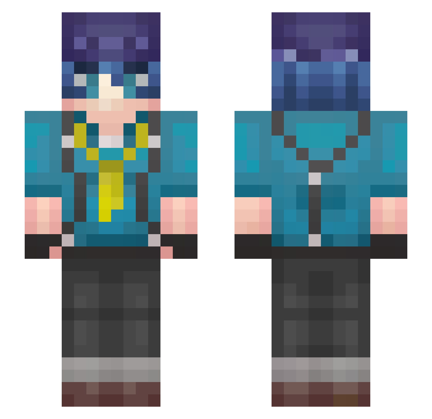 zWardfc Minecraft skin, front and back view