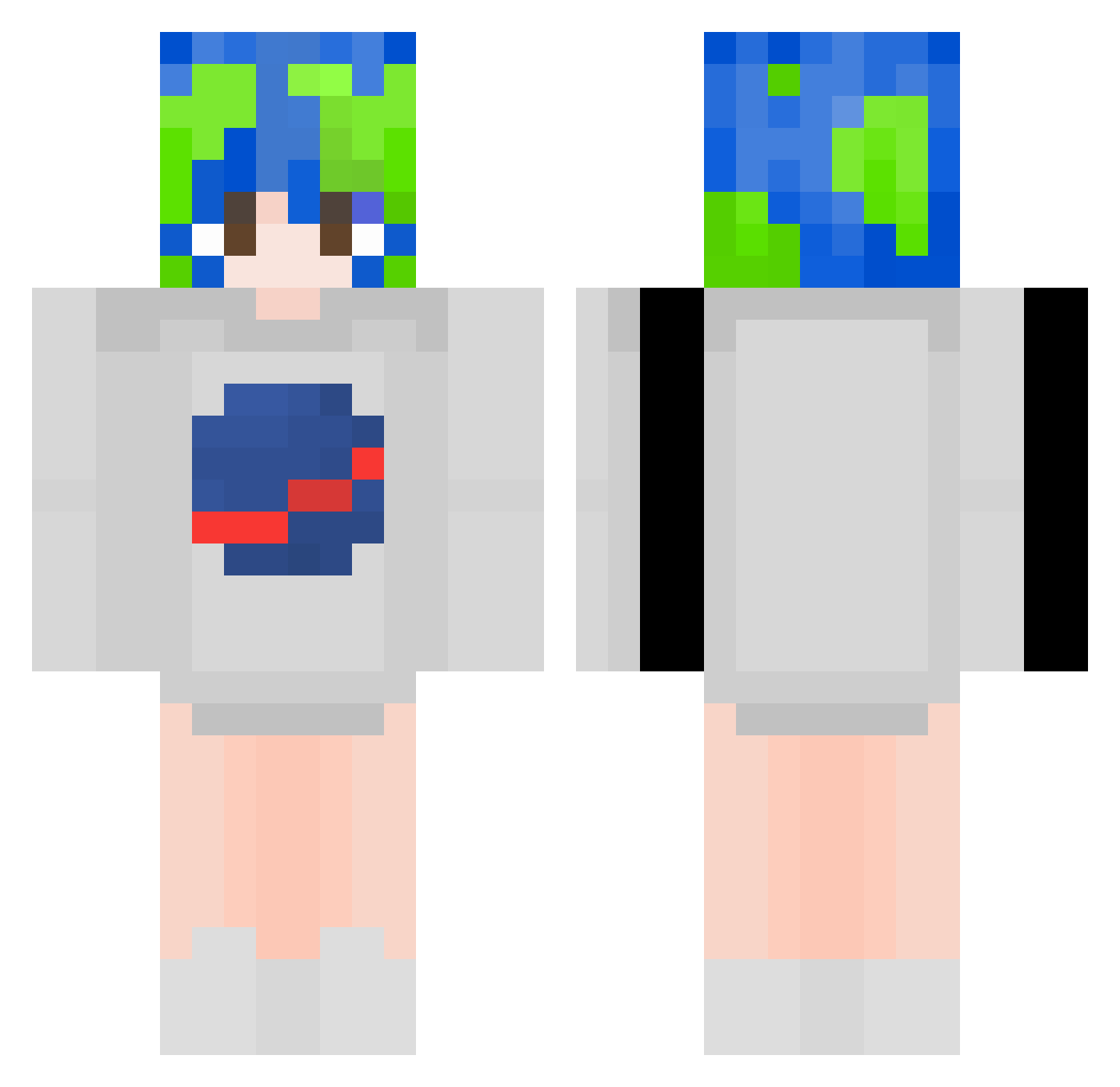 beginnerFY Minecraft skin, front and back view