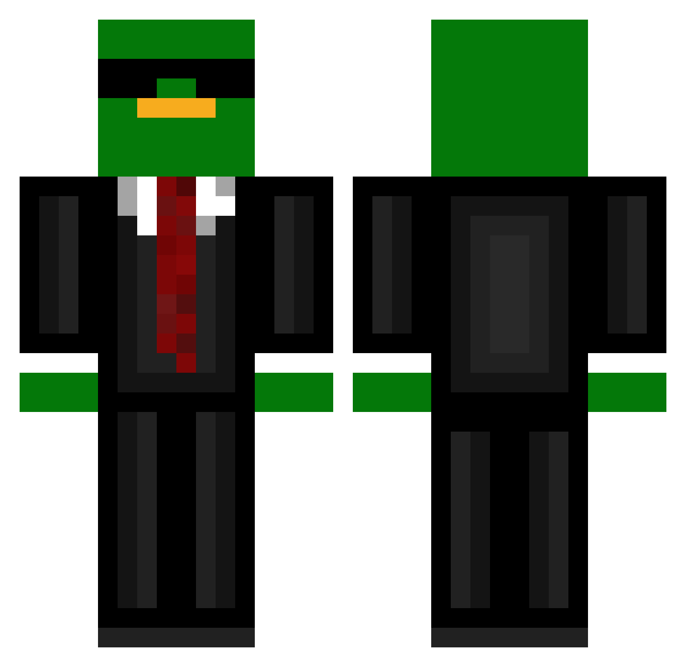 VertDuck Minecraft skin, front and back view