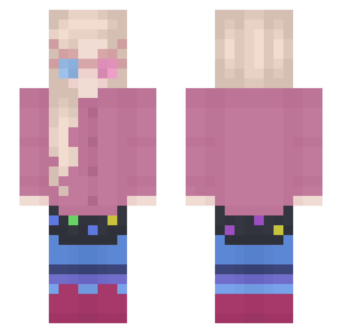 Ronnaxx Minecraft skin, front and back view