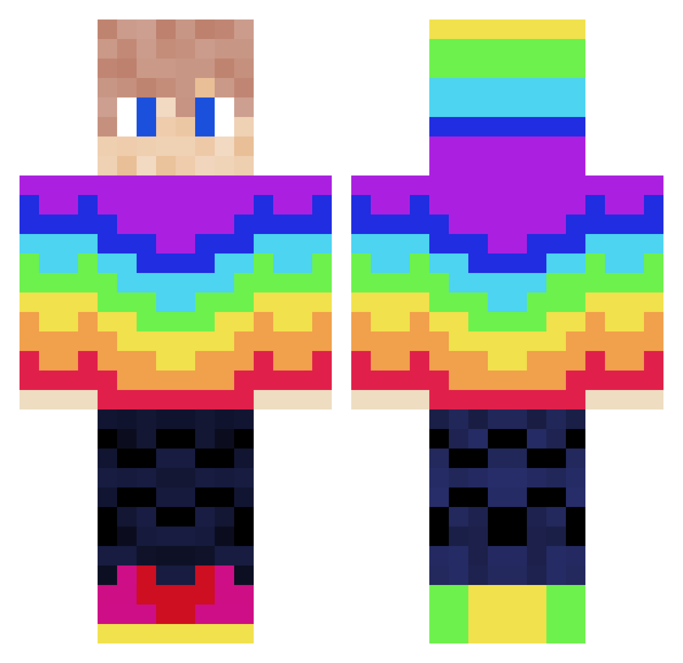 Various Minecraft skin, front and back view