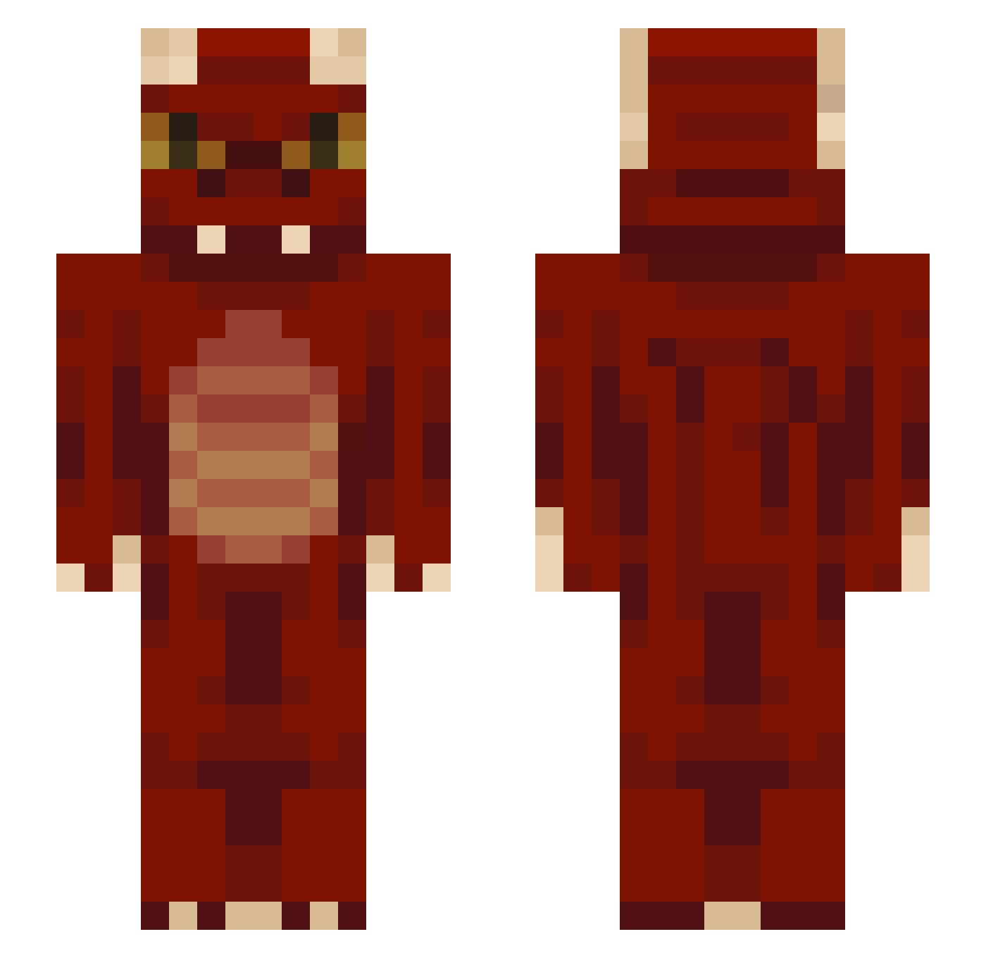 Queoq Minecraft skin, front and back view