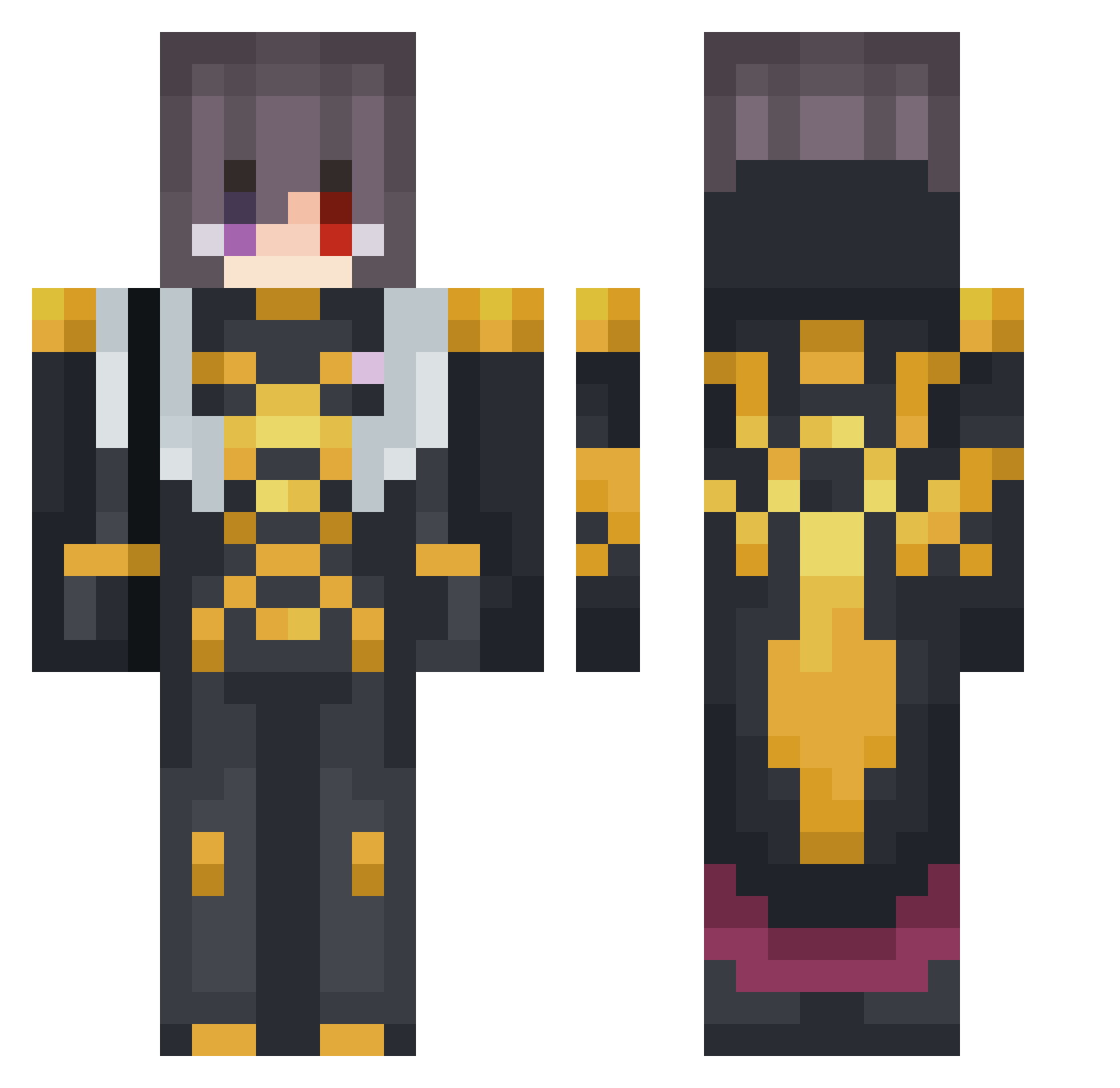 WantNik Minecraft skin, front and back view