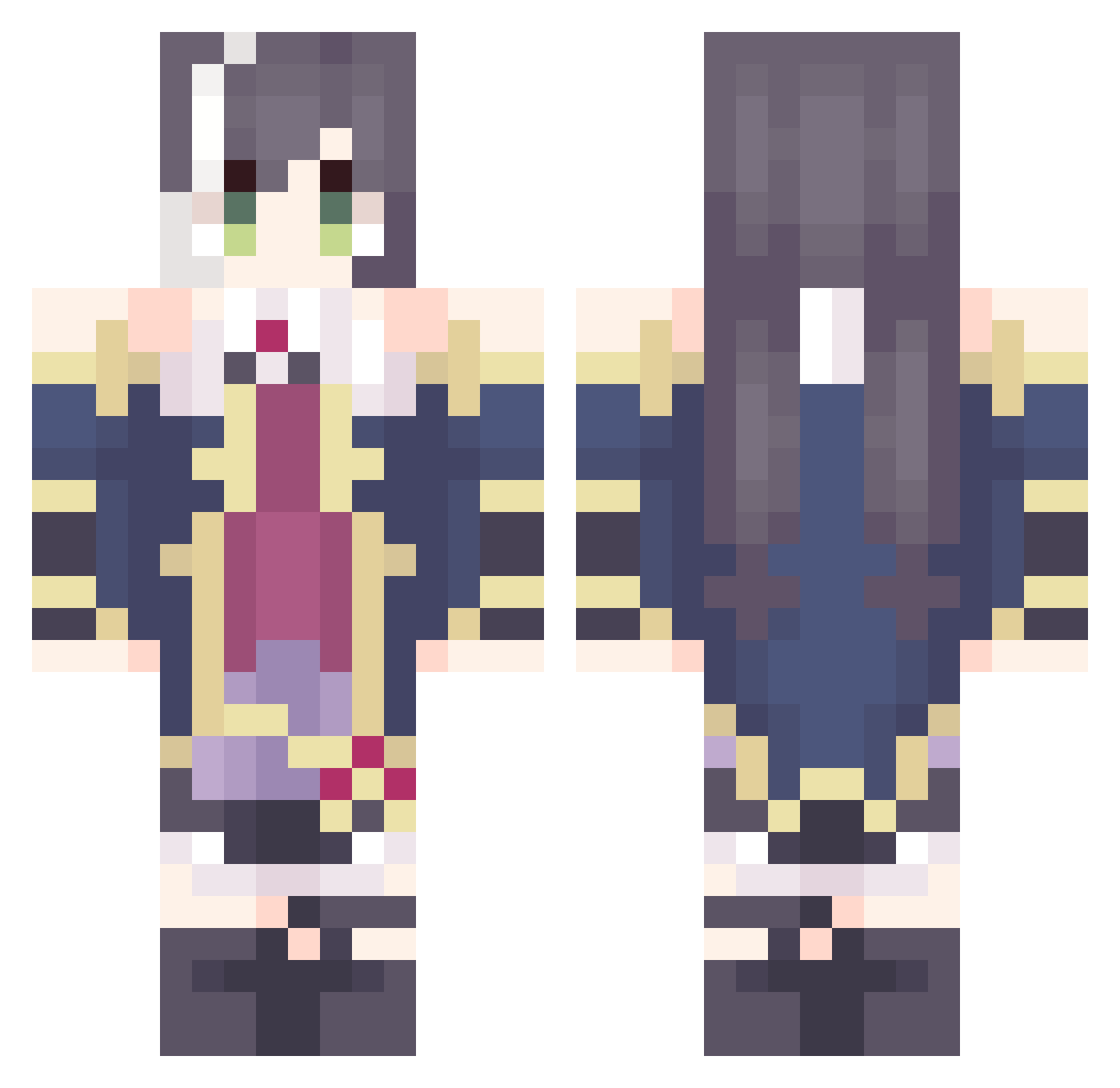 PICO_Cozy Minecraft skin, front and back view