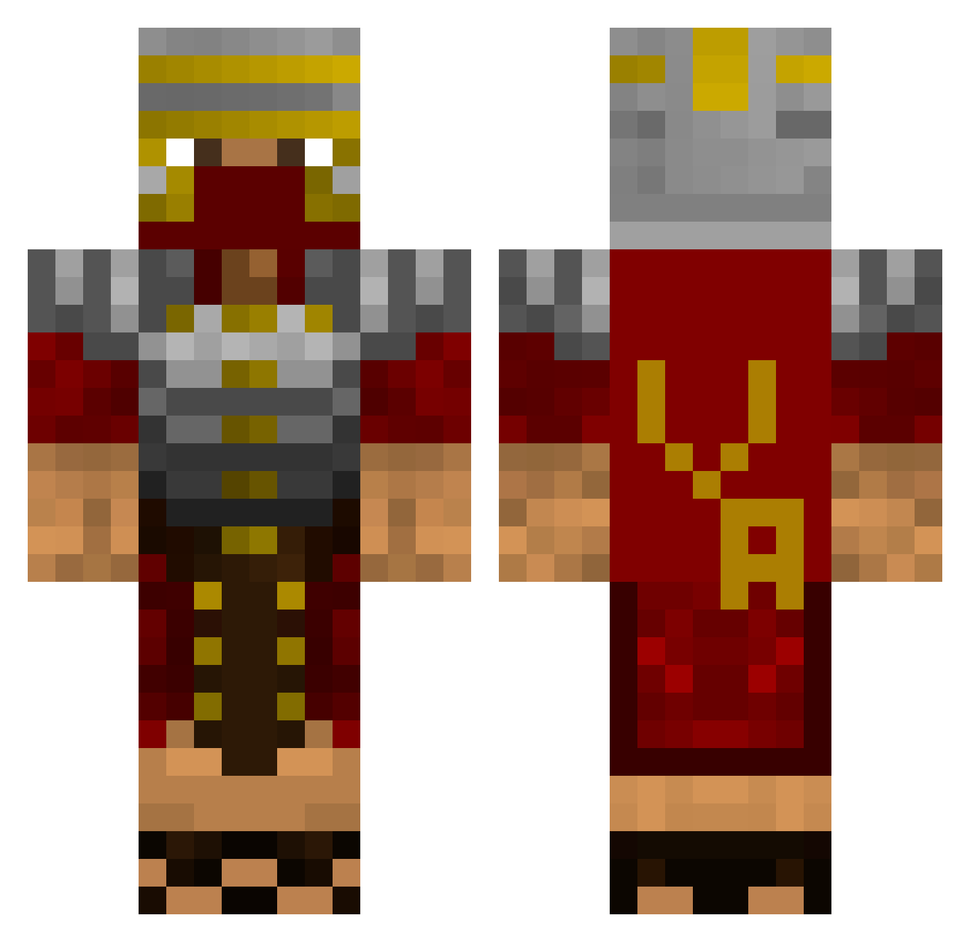Valina Minecraft skin, front and back view
