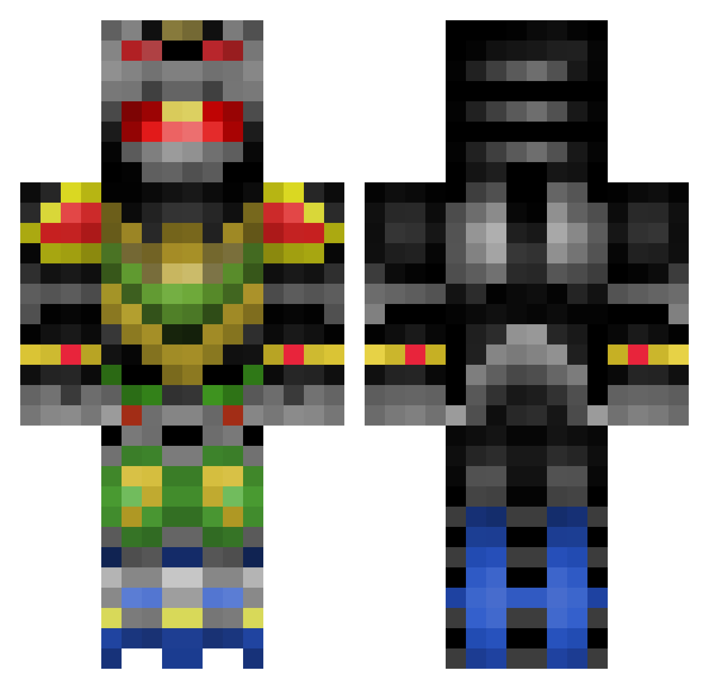 ToastsMcGoats Minecraft skin, front and back view