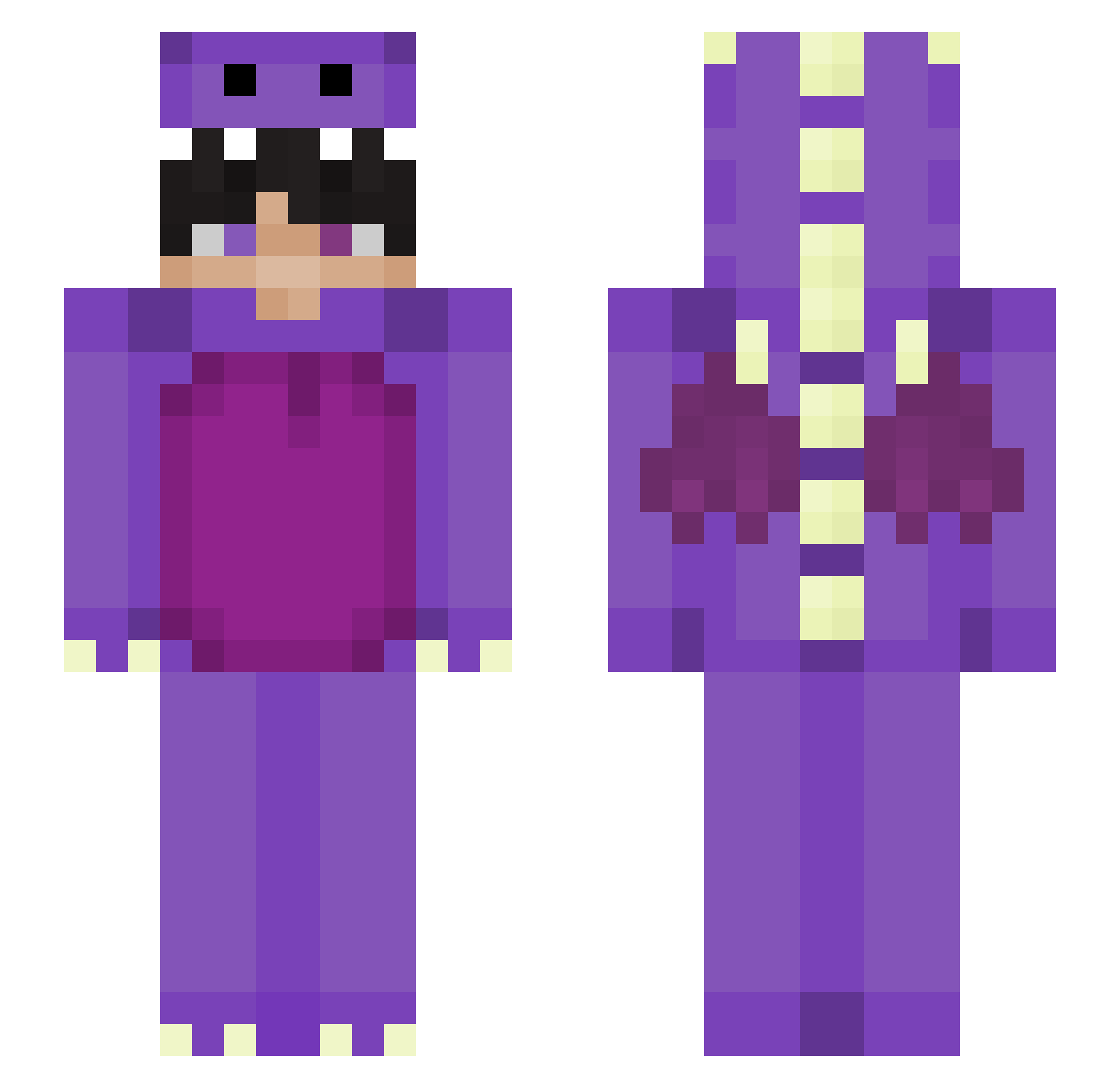 Sxnxrx Minecraft skin, front and back view