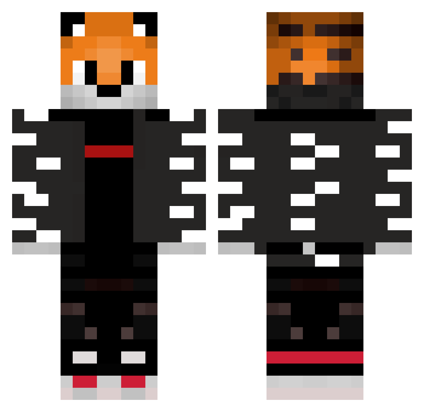 TigerdinoBoi Minecraft skin, front and back view