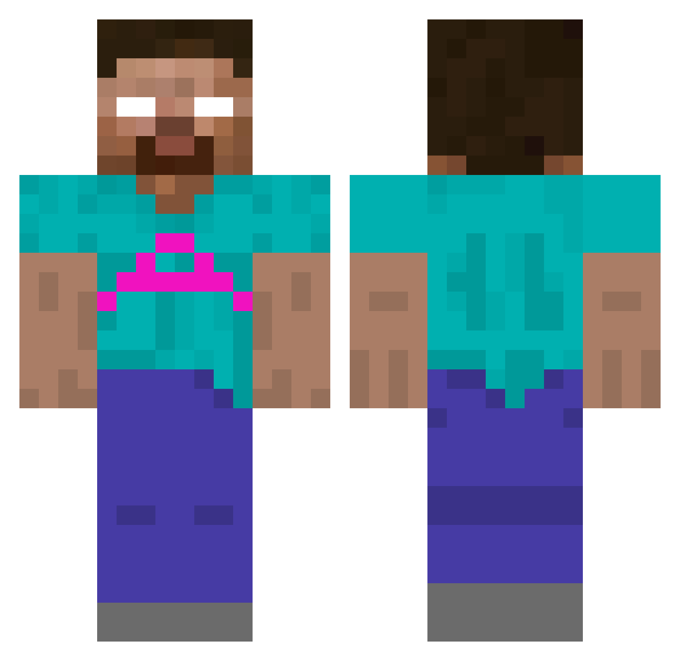 Temiz Minecraft skin, front and back view