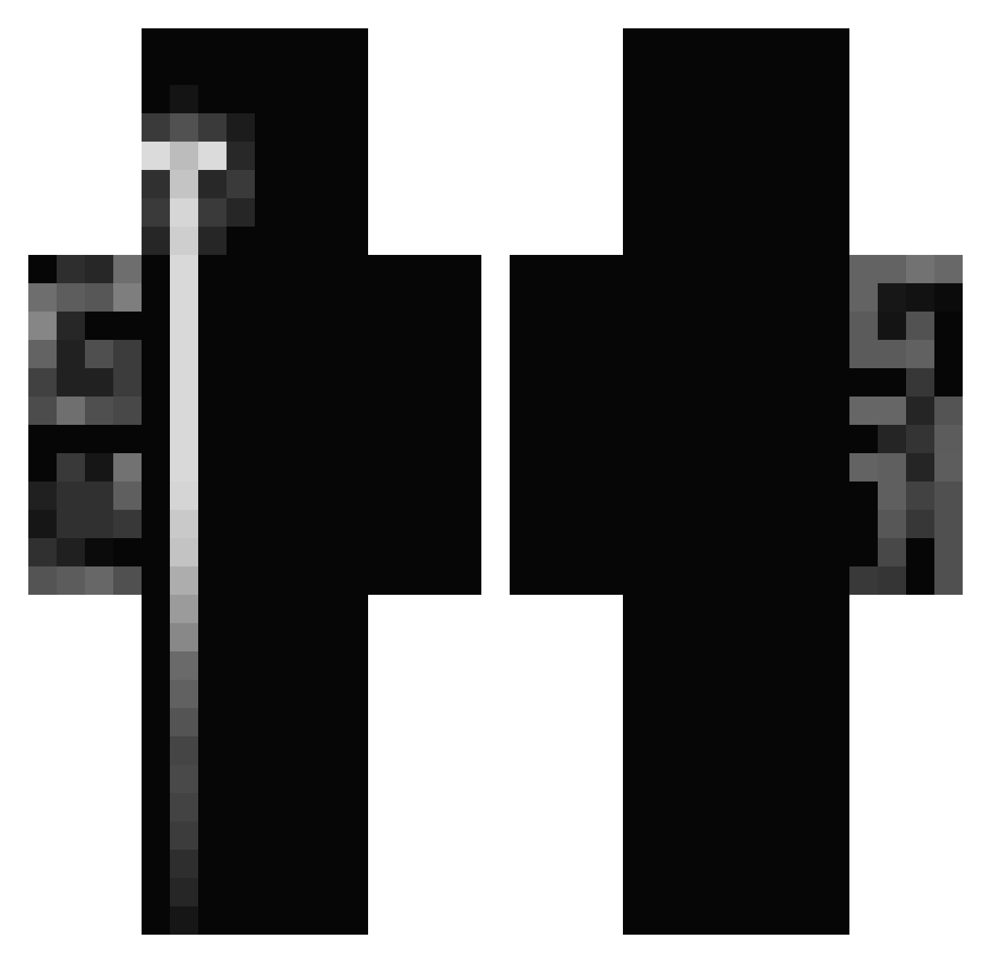 Sk0l3 Minecraft skin, front and back view