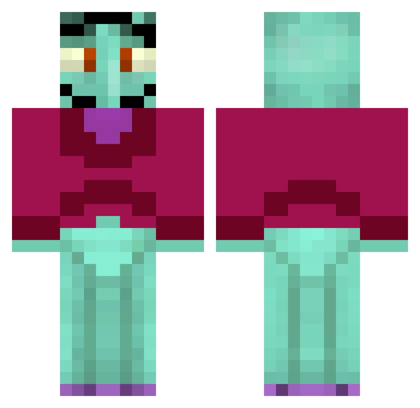 67ha Minecraft skin, front and back view