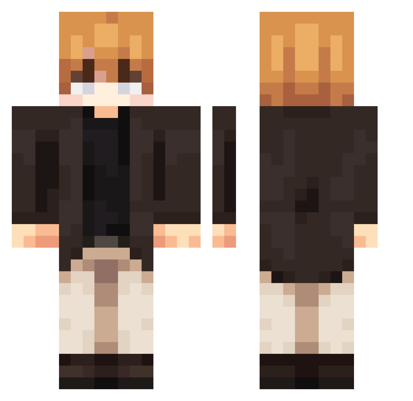 spajdrmen Minecraft skin, front and back view