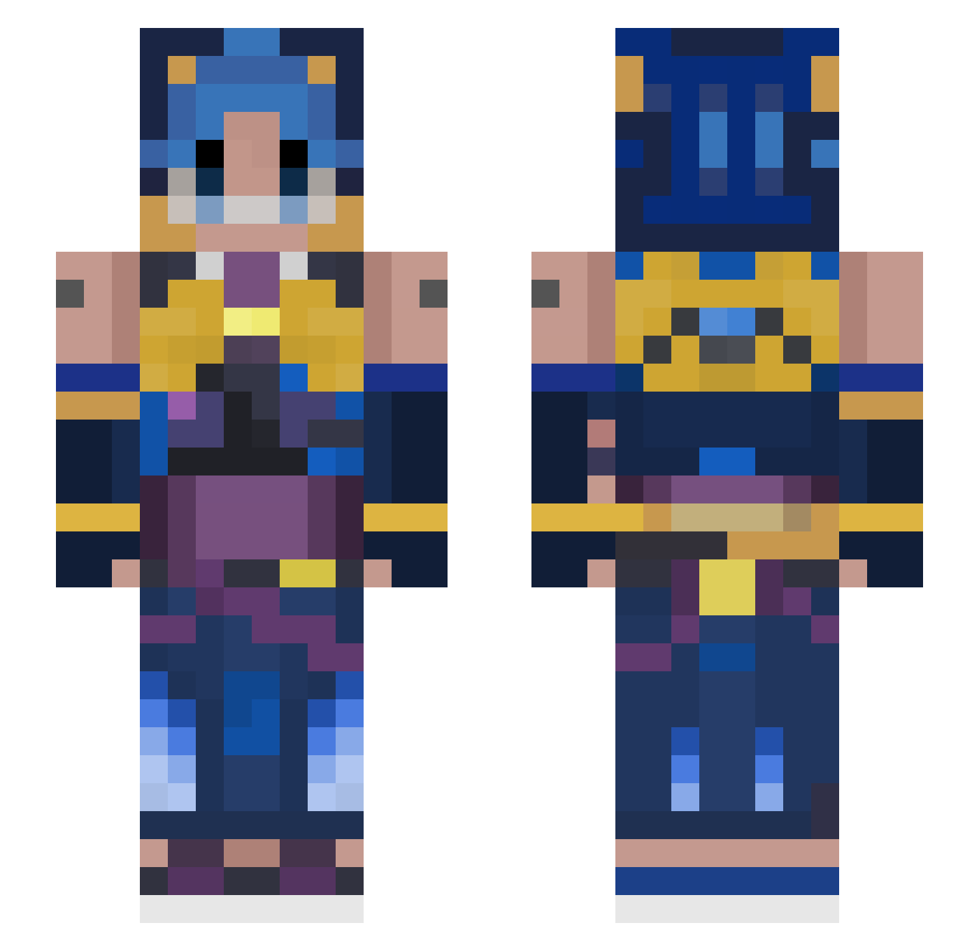 Qu3rlOn Minecraft skin, front and back view